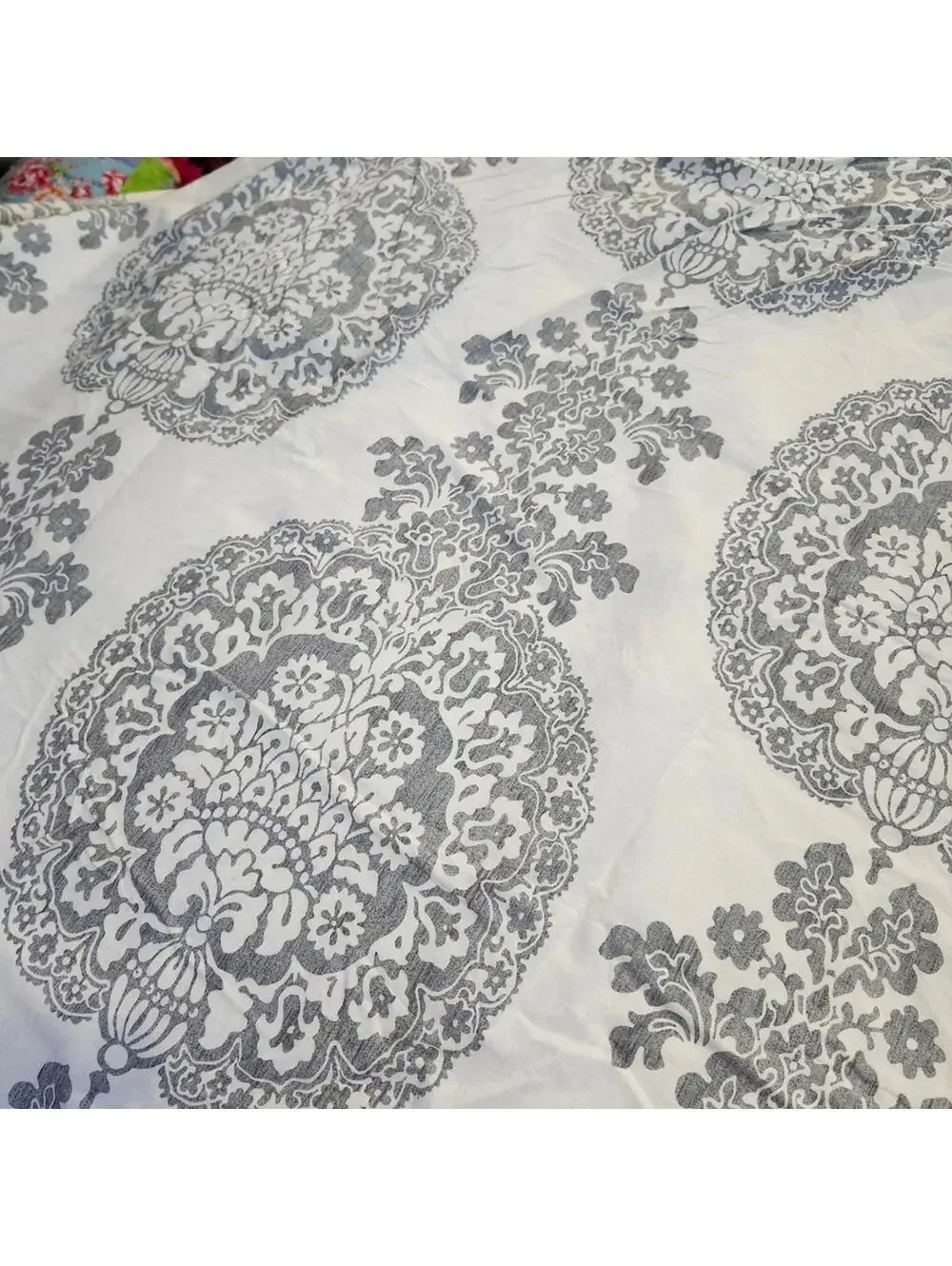 Elegant Gray and White Patterned Duvet Pottery Barn California King